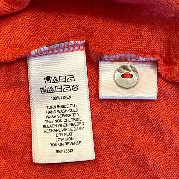 Tahari Coral 100% Linen Cap Sleeve Top Size Large - Picture 6 of 10
